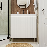 Vivon Тумба с раковиной Kristi 80 белая матовая рифленая