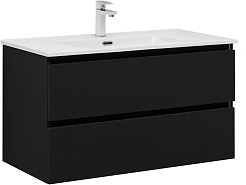 Aquanet Мебель для ванной Вега 2.0 90 Flat подвесная черная матовая – фотография-5
