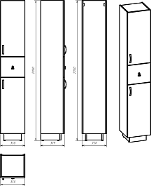 Misty Шкаф пенал Амбра 35 R черный матовый – фотография-5