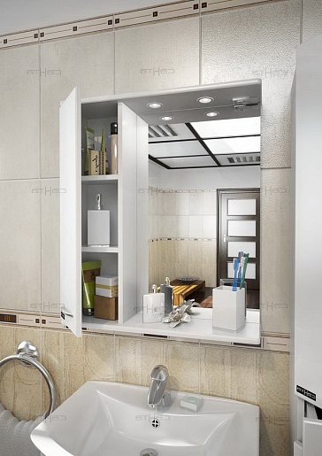 СанТа Зеркальный шкаф Прима 60 L свет – картинка-3