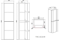 Vincea Шкаф пенал Caprise 40 R подвесной серый матовый – фотография-3