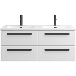 Cezares Тумба с раковиной Eco Cer-N 120 с 4 ящиками bianco lucido CZR-8095-120-2 ручки матовые чёрные – фотография-2