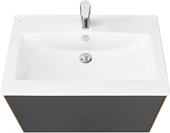 Акватон Тумба с раковиной Сохо 75 подвесная дуб веллингтон/графит софт – фотография-2