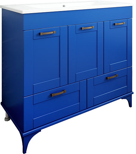 Sanflor Мебель для ванной Ванесса 95/2 Piano синяя – картинка-5