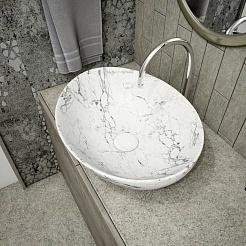 Teymi Раковина накладная в ванную Lori 40 белый мрамор T50495 – фотография-4