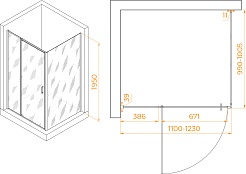 RGW Душевой уголок Passage PA-078B (PA-008B + Z-050-2B) 110x100 профиль черный стекло прозрачное – фотография-3