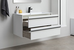 Aquanet Мебель для ванной Lino 90 подвесная белая матовая – фотография-10