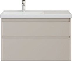 Aquanet Тумба с раковиной Nova Lite 2.0 100 L подвесная бежевая матовая – фотография-1