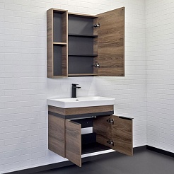 Comforty Тумба с раковиной Соло 70 подвесная дуб темно-коричневый – фотография-5