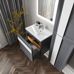 Бриклаер Мебель для ванной Берлин 60 оникс серый – фотография-6