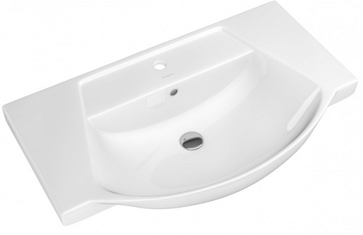 Opadiris Тумба с раковиной Тибет 75 белая, с художественным стеклом – картинка-3