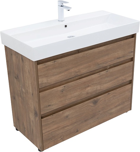 Aquanet Тумба с раковиной Nova Lite 100 дуб рустикальный – фотография-2