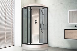 Royal Bath Душевая кабина HK RB 100HK6-GT-BL 100x100 стекло прозрачное профиль черный матовый – фотография-2