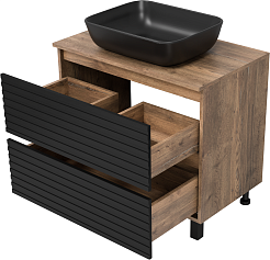 Brevita Тумба под раковину Dakota 80 дуб галифакс олово/черный кварц – фотография-5