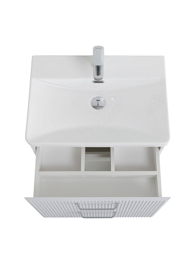 BelBagno Тумба с раковиной Due 60 подвесная Белый металлик ручки Хром полированный – фотография-14