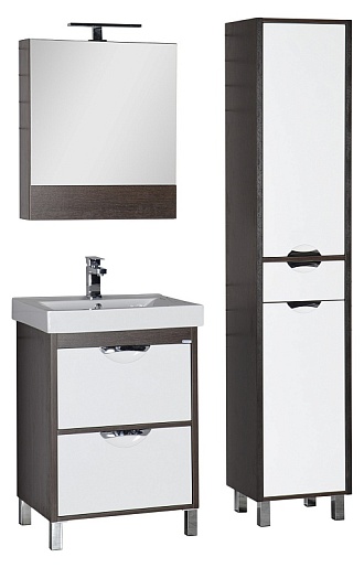 Aquanet Тумба с раковиной "Гретта 60" 2 ящика венге (171595) – картинка-7