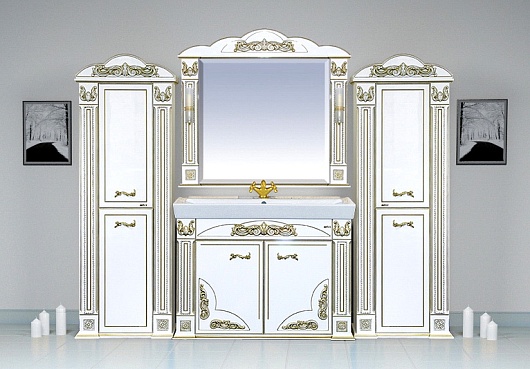 Misty Пенал для ванной Барокко 60 R белый, патина – картинка-3