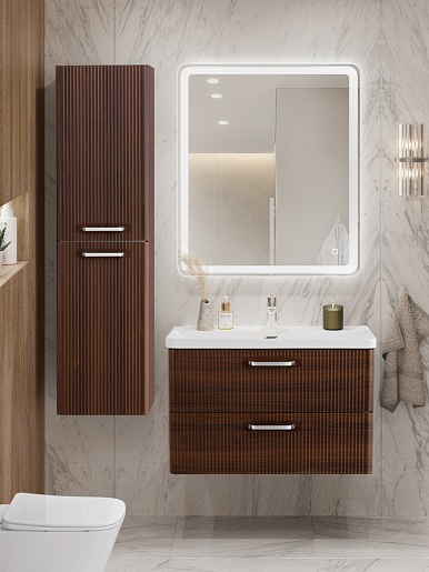 BelBagno Тумба с раковиной Due 80 подвесная Noce ручки Хром полированный – фотография-14