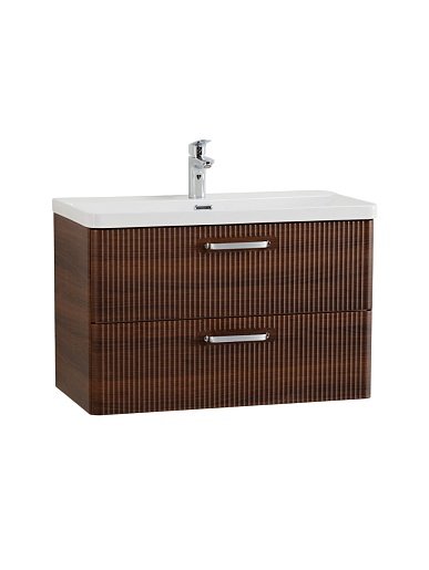 BelBagno Тумба с раковиной Due 80 подвесная Noce ручки Хром полированный – картинка-7