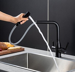 Frap Смеситель для кухни F4396-36 черный – фотография-3