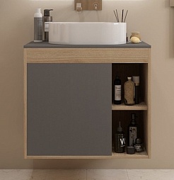 Teymi Тумба с раковиной Nura 70 дуб эврика/графит матовый T60530 раковина T50602 – фотография-1