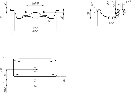 Sanflor Консоль с раковиной Тайлер 70 черная – картинка-9