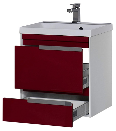 Aquanet Тумба с раковиной "Тиволи 60" бордо – картинка-7