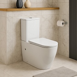 Azario Унитаз-компакт Riano AZ-1305A безободковый с бачком с сиденьем микролифт белый – фотография-2