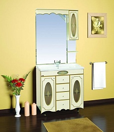 Misty Мебель для ванной Монако 90 R бежевая патина – фотография-2