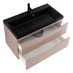 BelBagno Тумба с раковиной Marino 80 подвесная Capucino Lucido с раковиной 80/45 ART-AST-NERO – фотография-3