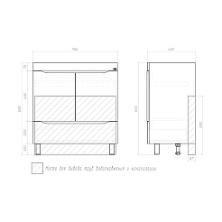 Vigo Тумба под раковину Grani 80 напольная белая/дуб золотой – фотография-3