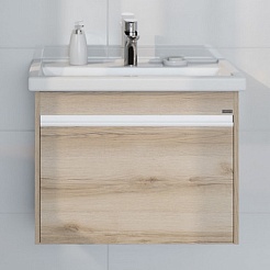 СанТа Мебель для ванной Уран 70 подвесная дуб австрийский – фотография-4