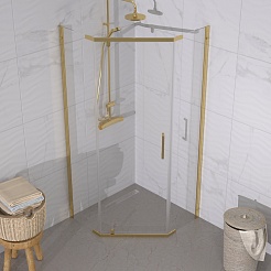 Triton Душевой уголок Дека-Голд 100x100 стекло прозрачное профиль золото – фотография-4