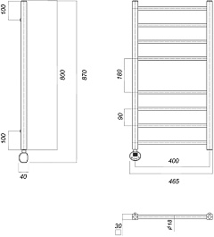 Domoterm Полотенцесушитель электрический Куба П8 400x800 EL хром – фотография-4