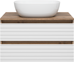 Brevita Тумба под раковину Dakota 70 подвесная дуб галифакс олово/белая – фотография-1