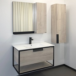 Comforty Тумба с раковиной Бонн 90 подвесная дуб дымчатый/графит – фотография-6