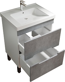 Mixline Мебель для ванной Честер 60 белая/бетон – фотография-3