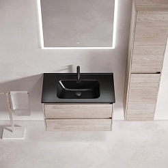 Sancos Тумба с раковиной Libra 80 дуб галифакс натуральный раковина Element 81 CN7005MB – фотография-2