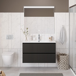BelBagno Тумба с раковиной Uno 100 подвесная Темно-Серый матовый с раковиной BB-8099-100 – фотография-15