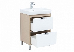 Aquanet Тумба с раковиной Гретта 60 new 2 ящика, светлый дуб – фотография-7