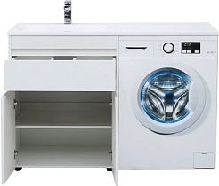 Aquanet Тумба с раковиной под стиральную машину Токио 130 L белая – фотография-5