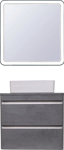Style Line Мебель для ванной подвесная Атлантика 80, бетон темный – фото-1