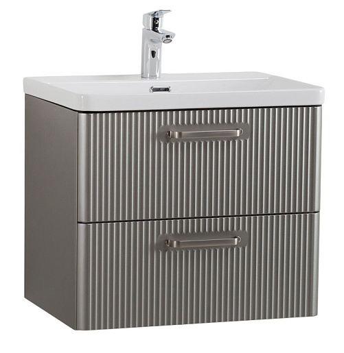 BelBagno Тумба с раковиной Due 60 подвесная Сатин ручки Матовый атласный никель – фото-1