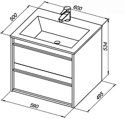 Aquanet Тумба под раковину Lino 60 подвесная дуб веллингтон – фотография-7
