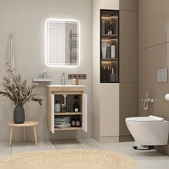 Teymi Тумба с раковиной Netta 50 Волна подвесная дуб/белый – фотография-12