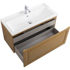 Cezares Тумба с раковиной Giubileo 100 подвесная брашированное золото – фотография-3