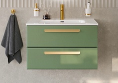 Cezares Тумба с раковиной Eco Cer-N 80 фисташковый софт CZR-8095-80 ручки сатиновое золото