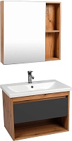Viant Мебель для ванной Бостон 60 1 ящик подвесная графит/дуб вотан