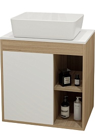 Teymi Тумба с раковиной Nura 70 дуб эврика/белый матовый T60528 раковина T50302 – фотография-1