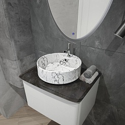 Teymi Раковина накладная в ванную Lina S D40 белый мрамор T50193 – фотография-5